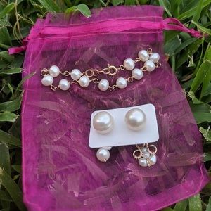 Earrings + Bracelet 14k Gold